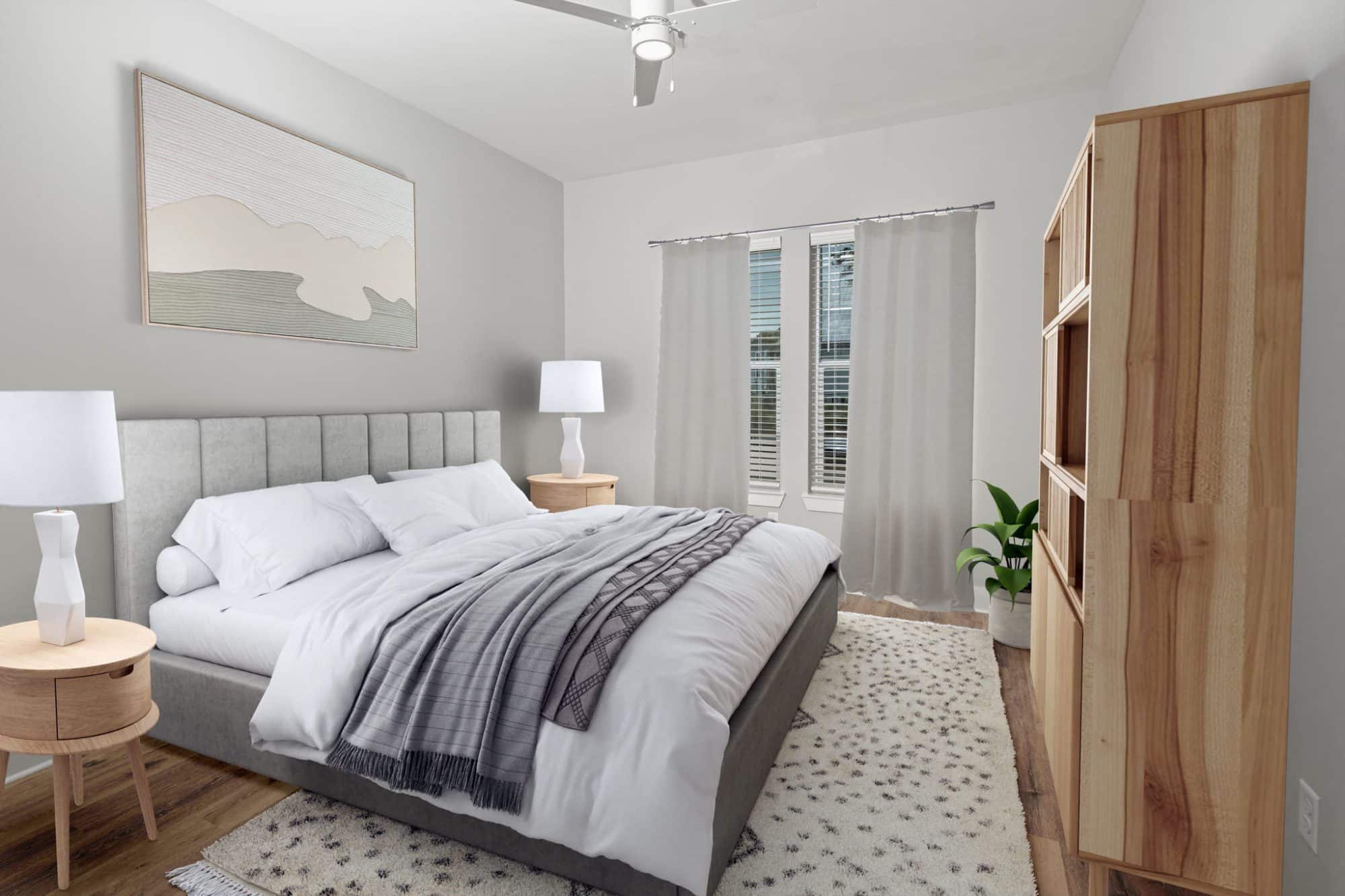 virtually staged apartment bedroom with natural light