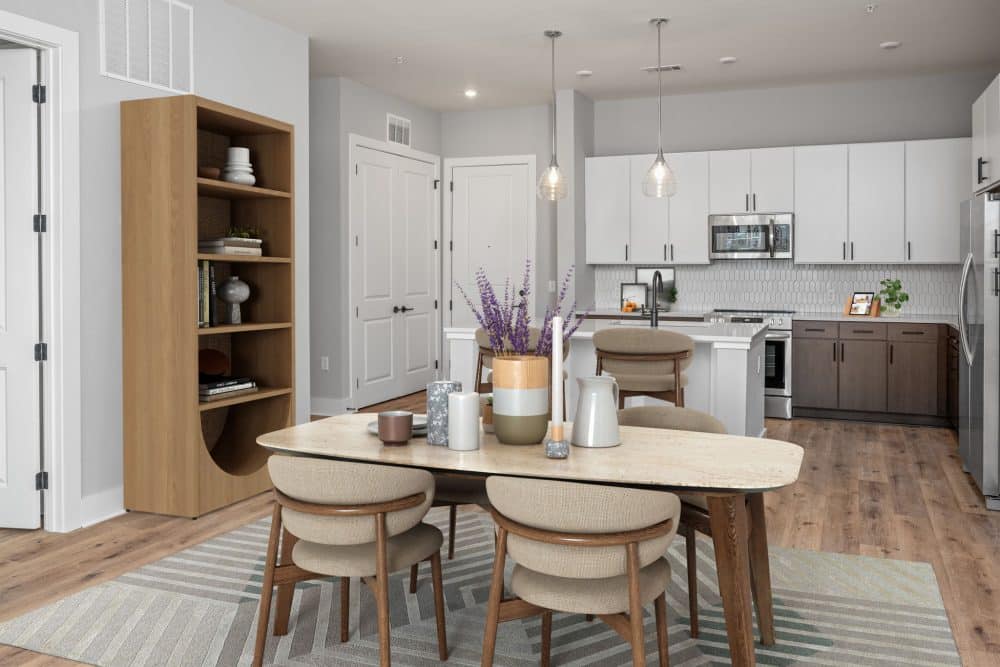 virtually staged apartment living room with furniture