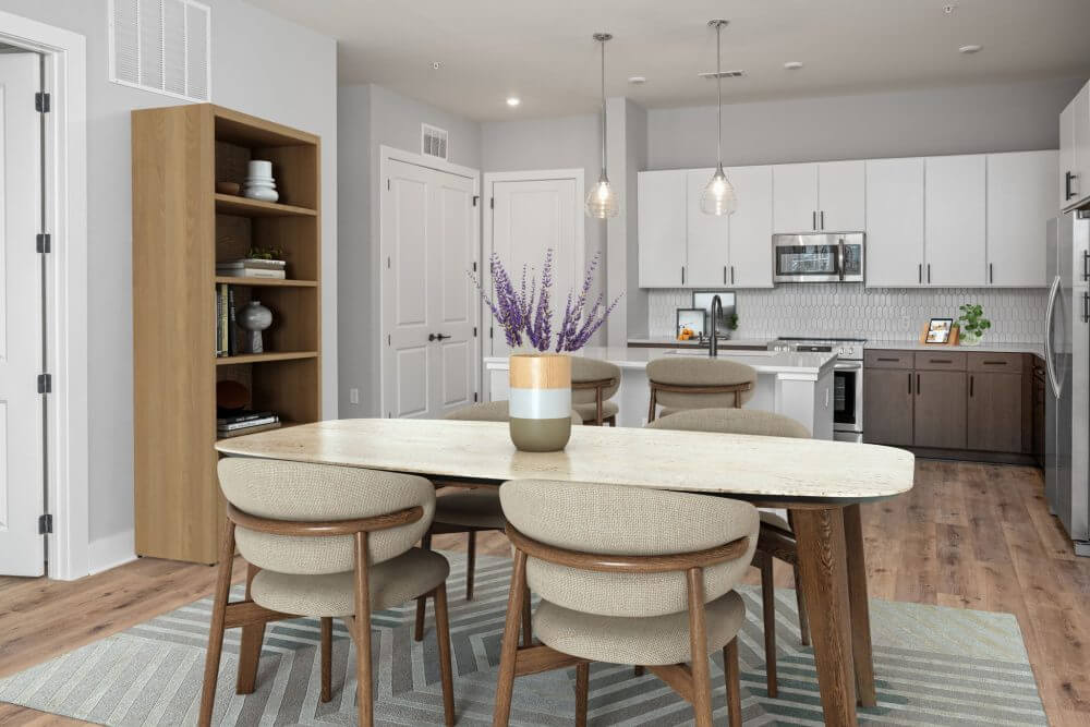 virtually staged apartment living room with furniture