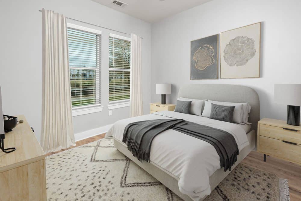 virtually staged apartment bedroom with natural light