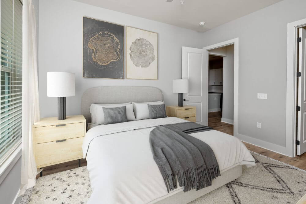 virtually staged apartment bedroom with natural light