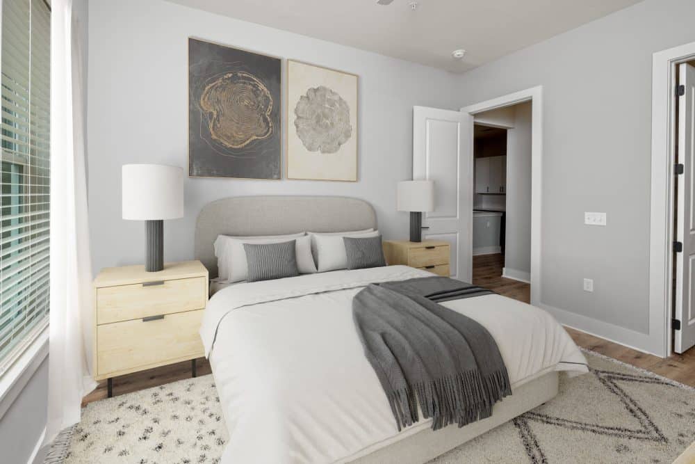 virtually staged apartment bedroom with natural light