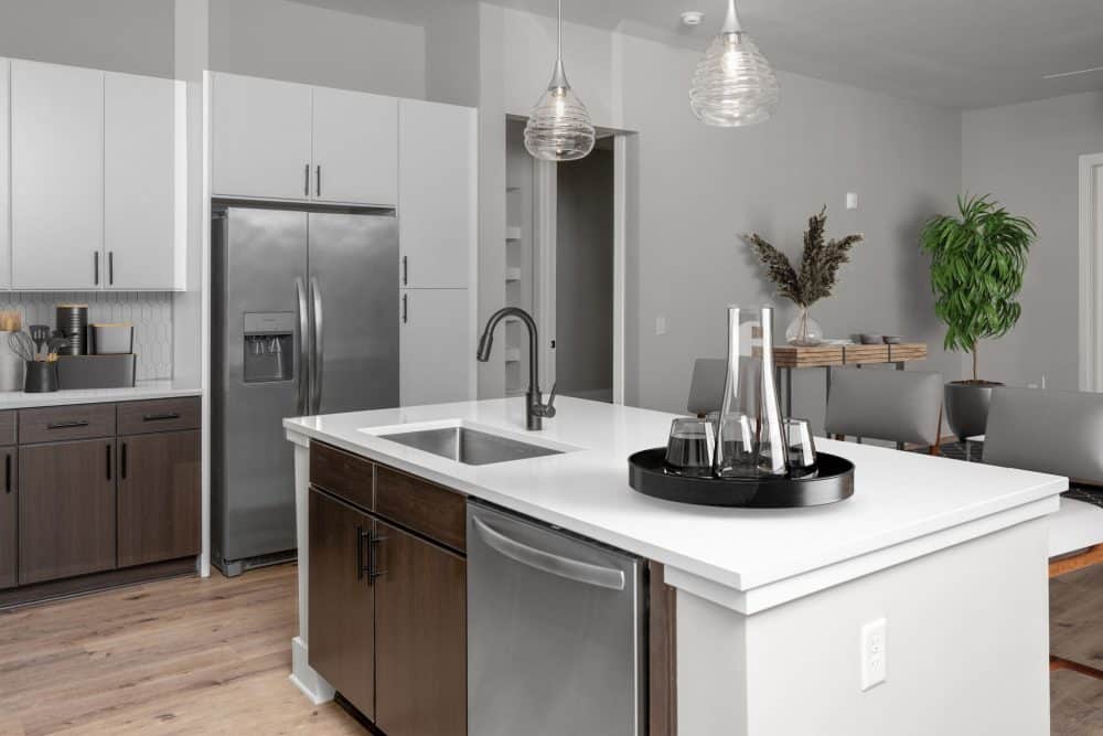 apartment kitchen with stainless steel appliances