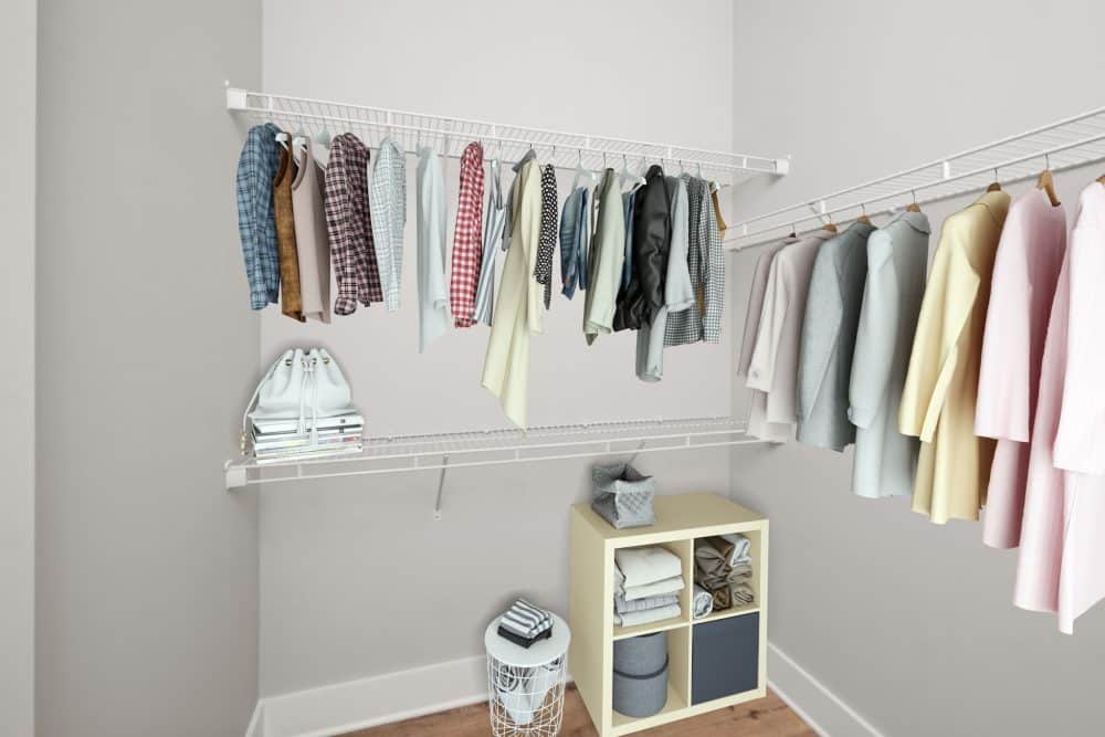 virtually staged apartment closet showcasing ample storage